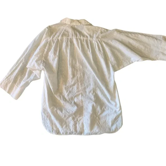 Vintage white eyelet beach coverup / blouse / minidress size Medium - Picture 3 of 14